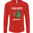 T-Rex Hates Boxing Funny Boxer Sport MMA Mens Long Sleeve T-Shirt Red