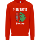 T-Rex Hates Boxing Funny Boxer Sport MMA Mens Sweatshirt Jumper Bright Red