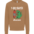 T-Rex Hates Boxing Funny Boxer Sport MMA Mens Sweatshirt Jumper Caramel Latte