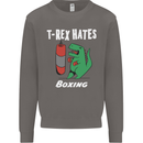 T-Rex Hates Boxing Funny Boxer Sport MMA Mens Sweatshirt Jumper Charcoal