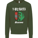 T-Rex Hates Boxing Funny Boxer Sport MMA Mens Sweatshirt Jumper Forest Green