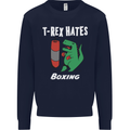 T-Rex Hates Boxing Funny Boxer Sport MMA Mens Sweatshirt Jumper Navy Blue
