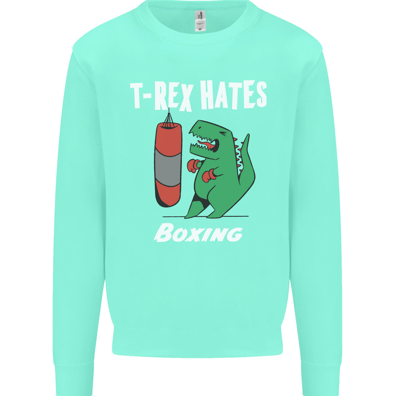 T-Rex Hates Boxing Funny Boxer Sport MMA Mens Sweatshirt Jumper Peppermint