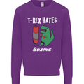 T-Rex Hates Boxing Funny Boxer Sport MMA Mens Sweatshirt Jumper Purple