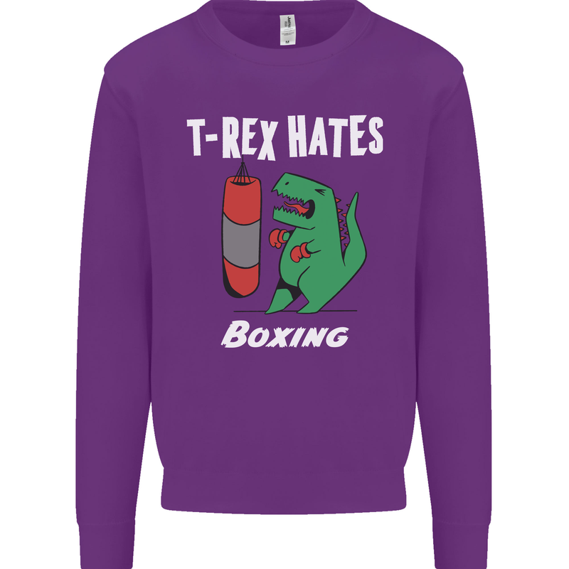 T-Rex Hates Boxing Funny Boxer Sport MMA Mens Sweatshirt Jumper Purple