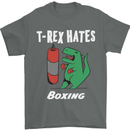 T-Rex Hates Boxing Funny Boxer Sport MMA Mens T-Shirt Cotton Gildan Charcoal