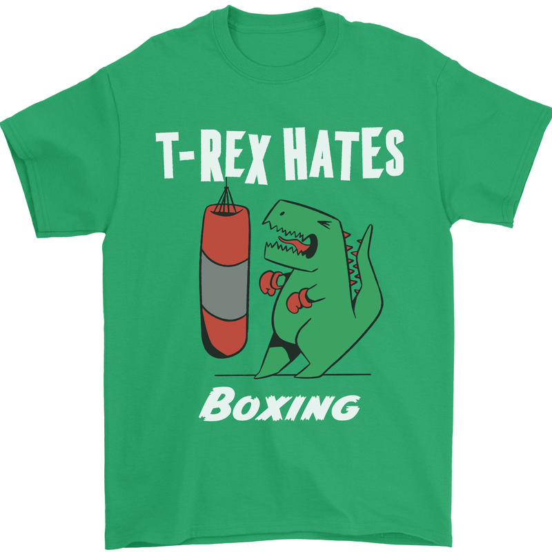 T-Rex Hates Boxing Funny Boxer Sport MMA Mens T-Shirt Cotton Gildan Irish Green