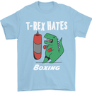 T-Rex Hates Boxing Funny Boxer Sport MMA Mens T-Shirt Cotton Gildan Light Blue