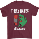 T-Rex Hates Boxing Funny Boxer Sport MMA Mens T-Shirt Cotton Gildan Maroon