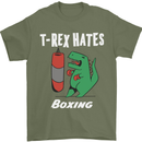 T-Rex Hates Boxing Funny Boxer Sport MMA Mens T-Shirt Cotton Gildan Military Green