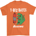 T-Rex Hates Boxing Funny Boxer Sport MMA Mens T-Shirt Cotton Gildan Orange