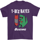 T-Rex Hates Boxing Funny Boxer Sport MMA Mens T-Shirt Cotton Gildan Purple