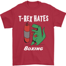 T-Rex Hates Boxing Funny Boxer Sport MMA Mens T-Shirt Cotton Gildan Red