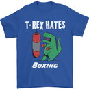 T-Rex Hates Boxing Funny Boxer Sport MMA Mens T-Shirt Cotton Gildan Royal Blue