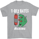 T-Rex Hates Boxing Funny Boxer Sport MMA Mens T-Shirt Cotton Gildan Sports Grey