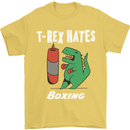 T-Rex Hates Boxing Funny Boxer Sport MMA Mens T-Shirt Cotton Gildan Yellow