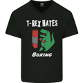 T-Rex Hates Boxing Funny Boxer Sport MMA Mens V-Neck Cotton T-Shirt Black