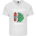 T-Rex Hates Boxing Funny Boxer Sport MMA Mens V-Neck Cotton T-Shirt White