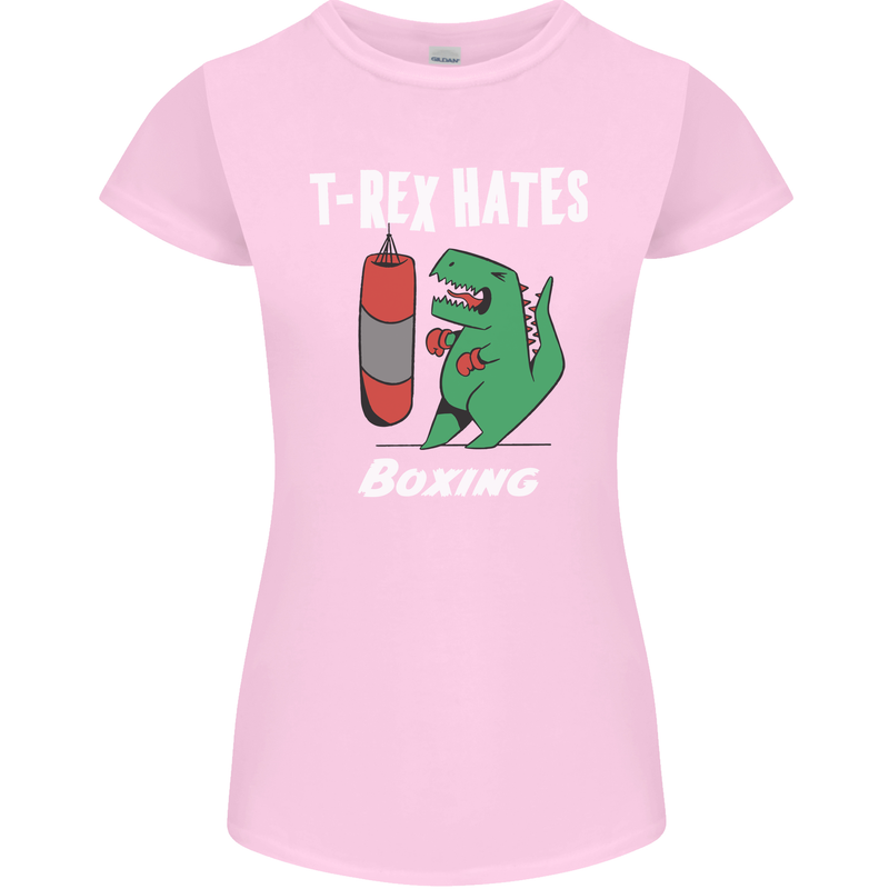T-Rex Hates Boxing Funny Boxer Sport MMA Womens Petite Cut T-Shirt Light Pink