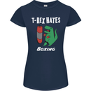 T-Rex Hates Boxing Funny Boxer Sport MMA Womens Petite Cut T-Shirt Navy Blue