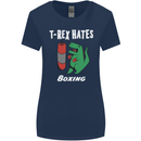 T-Rex Hates Boxing Funny Boxer Sport MMA Womens Wider Cut T-Shirt Navy Blue