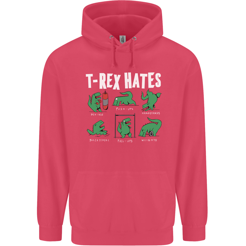 T-Rex Hates Funny Dinosaurs Jurassic Gym Childrens Kids Hoodie Heliconia