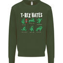 T-Rex Hates Funny Dinosaurs Jurassic Gym Kids Sweatshirt Jumper Forest Green