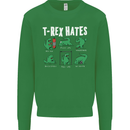 T-Rex Hates Funny Dinosaurs Jurassic Gym Kids Sweatshirt Jumper Irish Green