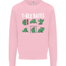 T-Rex Hates Funny Dinosaurs Jurassic Gym Kids Sweatshirt Jumper Light Pink