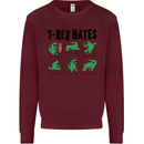 T-Rex Hates Funny Dinosaurs Jurassic Gym Kids Sweatshirt Jumper Maroon