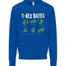 T-Rex Hates Funny Dinosaurs Jurassic Gym Kids Sweatshirt Jumper Royal Blue
