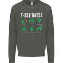 T-Rex Hates Funny Dinosaurs Jurassic Gym Kids Sweatshirt Jumper Storm Grey