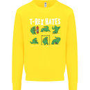 T-Rex Hates Funny Dinosaurs Jurassic Gym Kids Sweatshirt Jumper Yellow