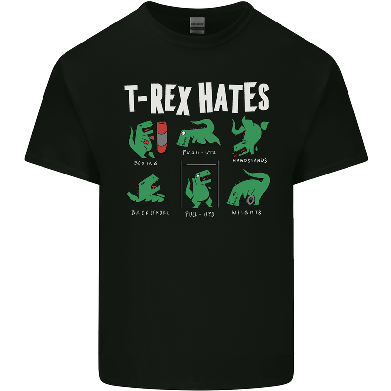 T-Rex Hates Funny Dinosaurs Jurassic Gym Kids T-Shirt Childrens Black