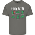 T-Rex Hates Funny Dinosaurs Jurassic Gym Kids T-Shirt Childrens Charcoal