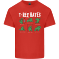 T-Rex Hates Funny Dinosaurs Jurassic Gym Kids T-Shirt Childrens Red