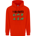 T-Rex Hates Funny Dinosaurs Jurassic Gym Mens 80% Cotton Hoodie Bright Red