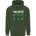 T-Rex Hates Funny Dinosaurs Jurassic Gym Mens 80% Cotton Hoodie Forest Green