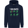 T-Rex Hates Funny Dinosaurs Jurassic Gym Mens 80% Cotton Hoodie Navy Blue