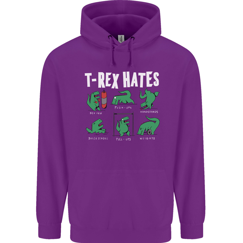 T-Rex Hates Funny Dinosaurs Jurassic Gym Mens 80% Cotton Hoodie Purple