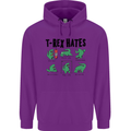 T-Rex Hates Funny Dinosaurs Jurassic Gym Mens 80% Cotton Hoodie Purple