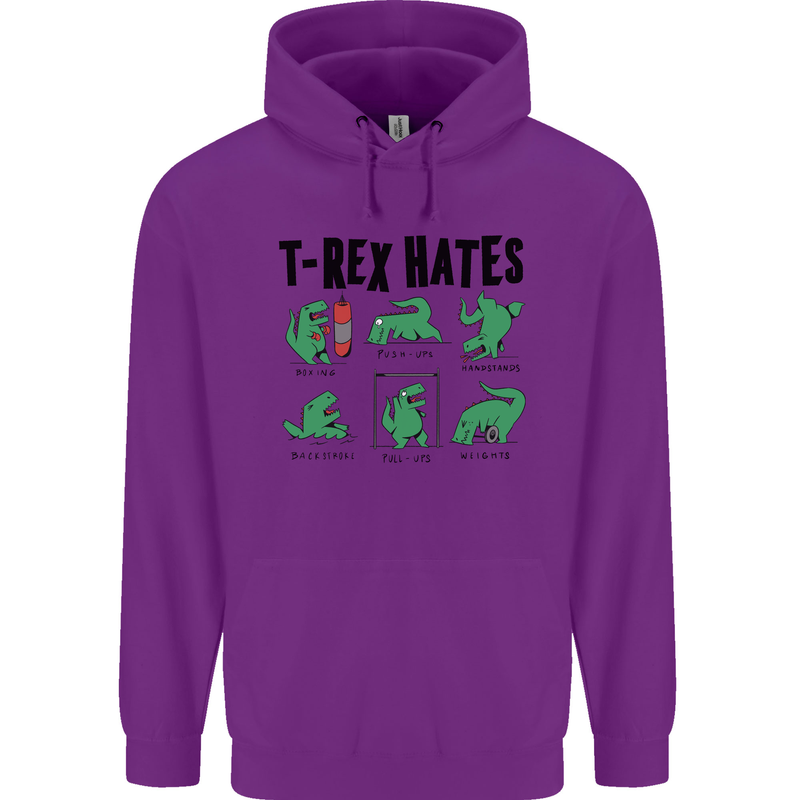 T-Rex Hates Funny Dinosaurs Jurassic Gym Mens 80% Cotton Hoodie Purple