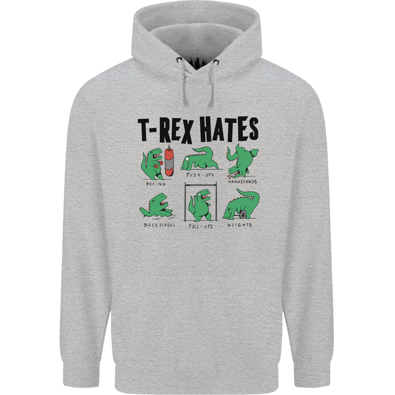 T-Rex Hates Funny Dinosaurs Jurassic Gym Mens 80% Cotton Hoodie Sports Grey