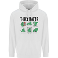 T-Rex Hates Funny Dinosaurs Jurassic Gym Mens 80% Cotton Hoodie White