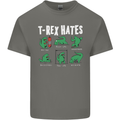 T-Rex Hates Funny Dinosaurs Jurassic Gym Mens Cotton T-Shirt Tee Top Charcoal
