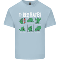 T-Rex Hates Funny Dinosaurs Jurassic Gym Mens Cotton T-Shirt Tee Top Light Blue
