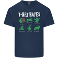 T-Rex Hates Funny Dinosaurs Jurassic Gym Mens Cotton T-Shirt Tee Top Navy Blue