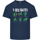 T-Rex Hates Funny Dinosaurs Jurassic Gym Mens Cotton T-Shirt Tee Top Navy Blue