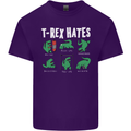 T-Rex Hates Funny Dinosaurs Jurassic Gym Mens Cotton T-Shirt Tee Top Purple