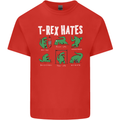 T-Rex Hates Funny Dinosaurs Jurassic Gym Mens Cotton T-Shirt Tee Top Red